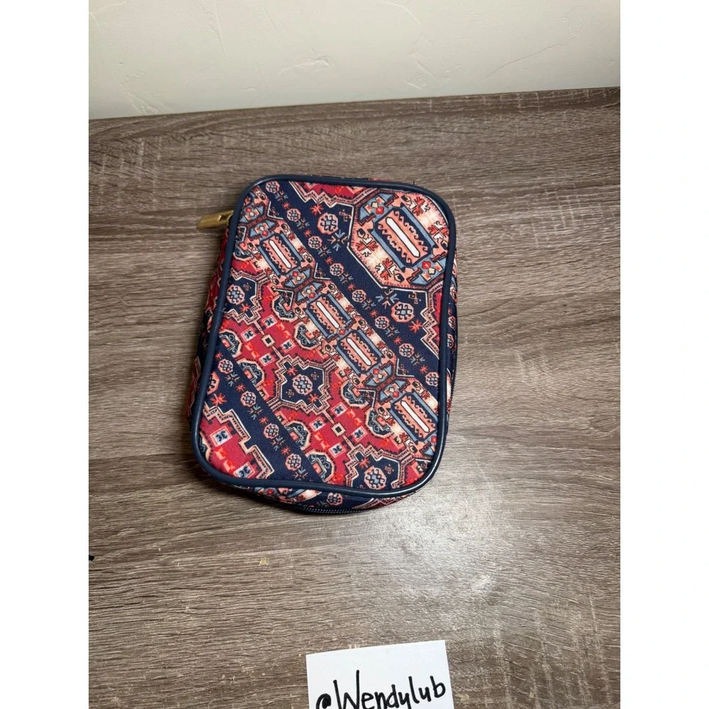 Tartan + Twine Bag Kilim Geometric Pattern Navy Red Gold Small